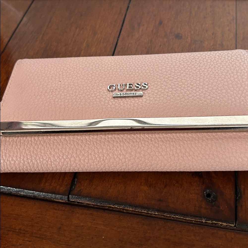 GUESS Pink Pebbled Wallet with Silver Accent - Picture 3 of 8